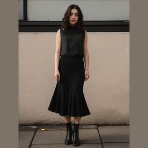 NIC+ZOE Black Flared A-line Midi Skirt NWT